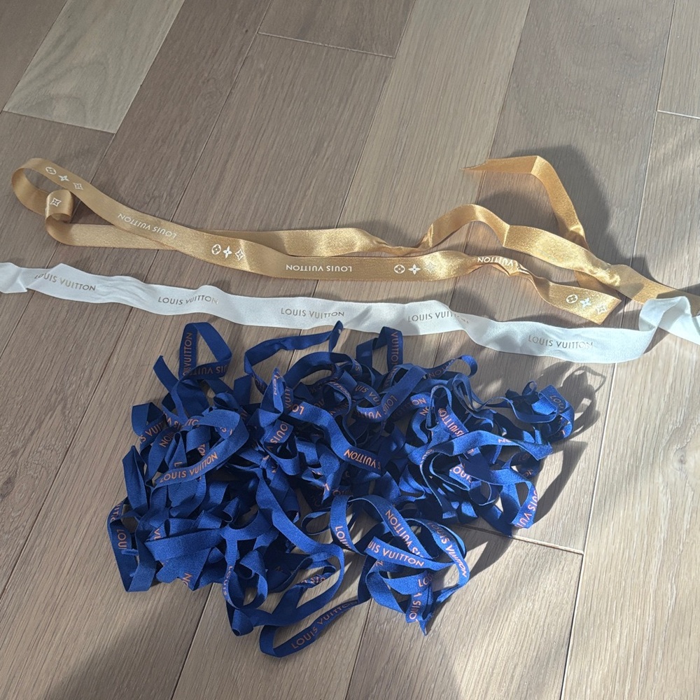 Louis Vuitton Ribbon Blue, Gold & White